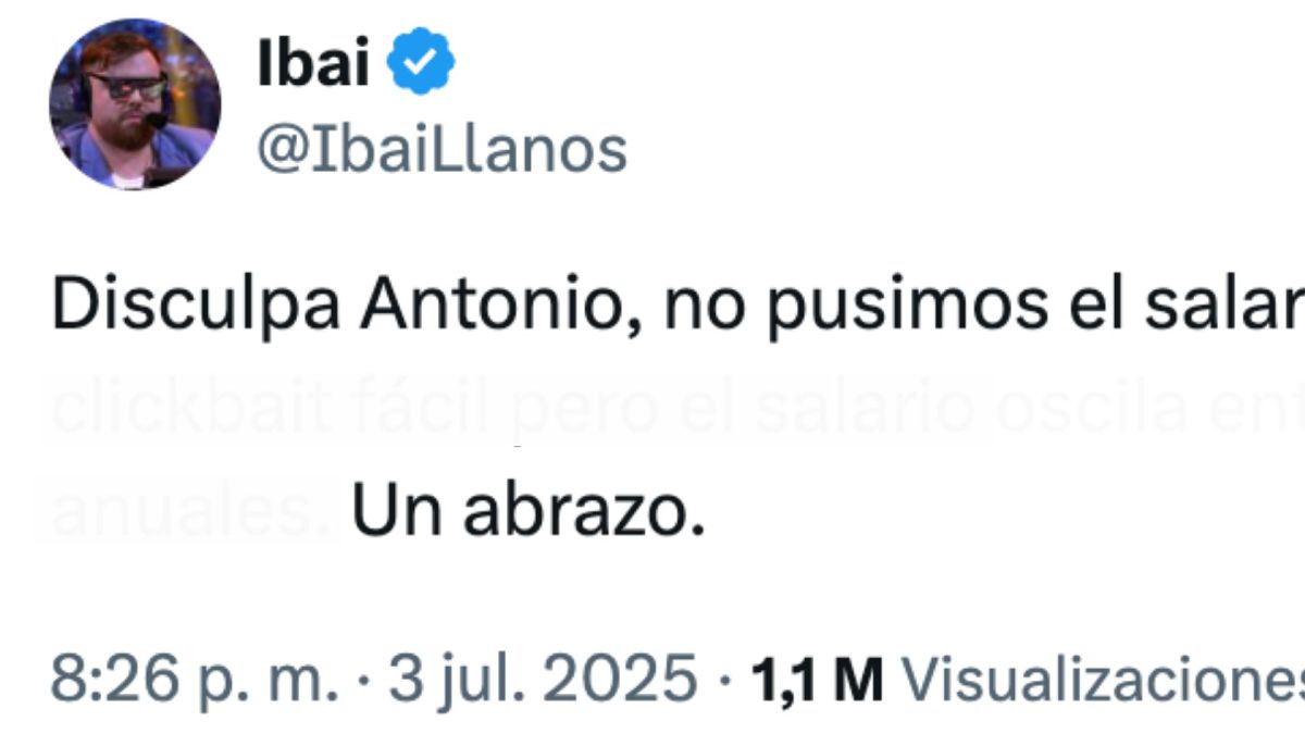 Se quejan de que Ibai no dice el salario en su última oferta de empleo y la respuesta de este calla bocas: “mis respetos” Parte del mensaje de Ibai en 'X'