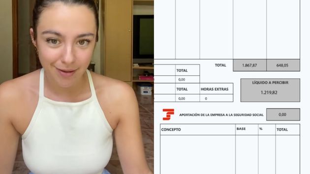 Desirée, 20 años y camarera junto a una nómina