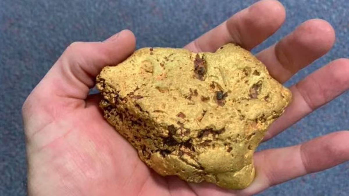 Una mano sujetando una pepita de oro