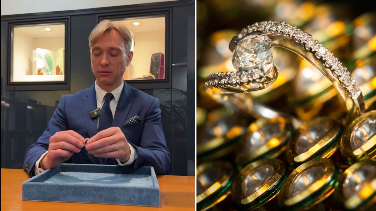 El experto en joyería junto a la imagen de un anillo