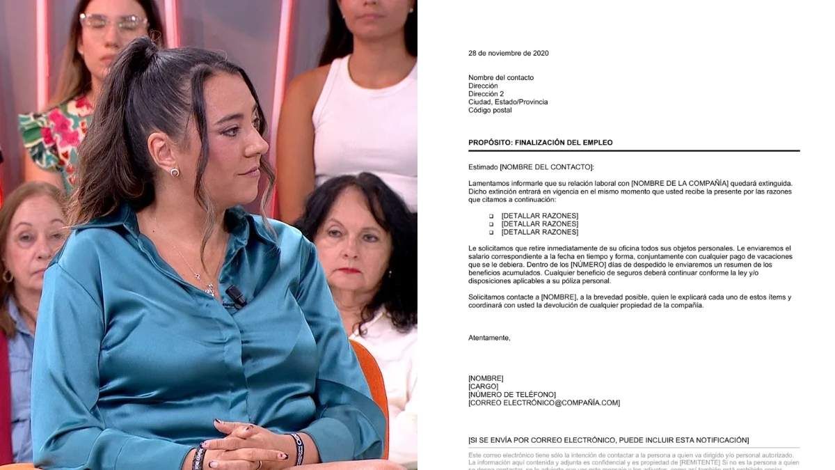 Noelia Molero en el programa ‘Y ahora Sonsoles’ de Antena 3 y un documento de despido