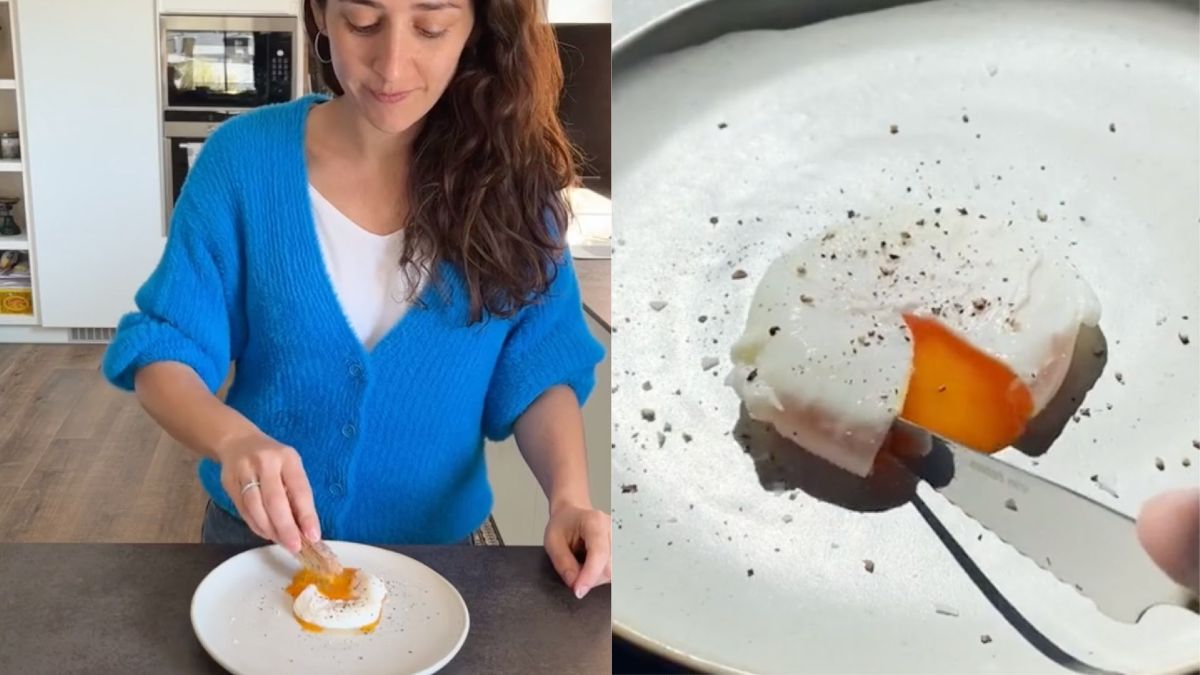 Paula, experta en cocina: “te enseño cómo hacer un huevo poché para que siempre te salga perfecto, no hace falta ni vinagre ni sal” Paula, experta en cocina, durante la receta