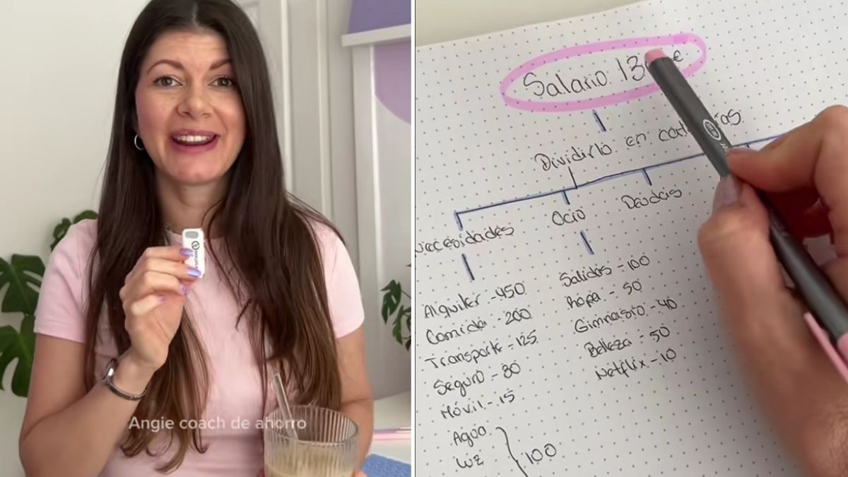 Angie, coach de ahorro: “con un sueldo de 1.300 euros es posible ahorrar todos los meses” Angie durante un vídeo de Tiktok