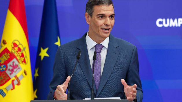 El presidente del Gobierno, Pedro Sánchez, durante su comparecencia