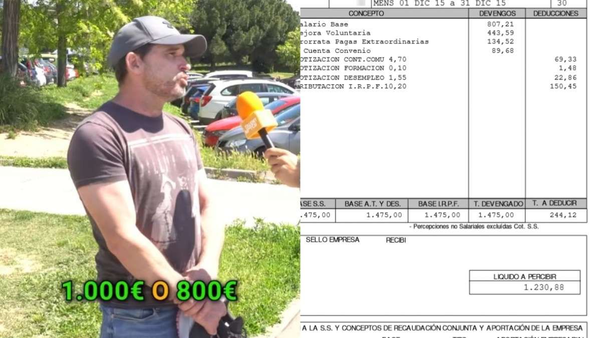 El jardinero en la entrevista y una nómina