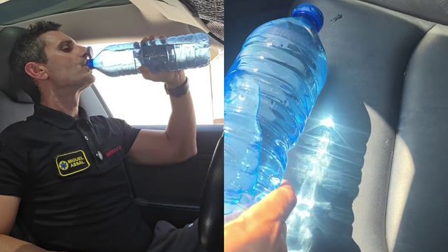 agente emergencias no dejar botella coche