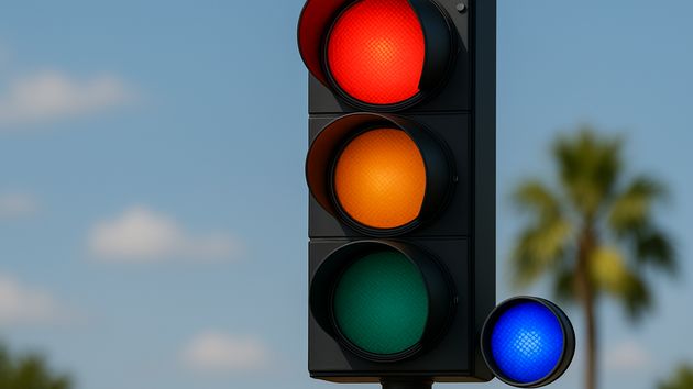 La cuarta luz azul en un semáforo