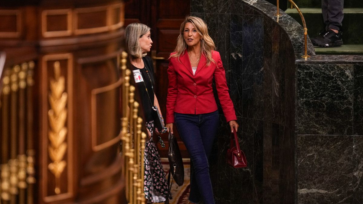Yolanda Díaz, en su entrada al Congreso de los Diputados