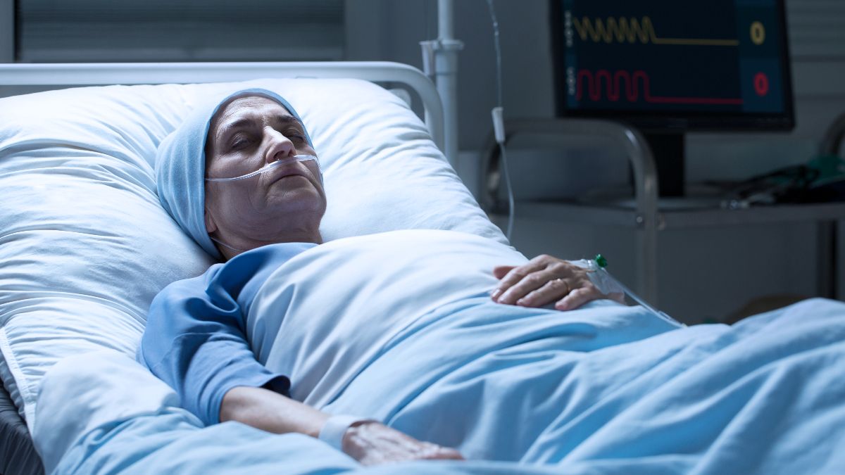 Una paciente enferma en el hospital