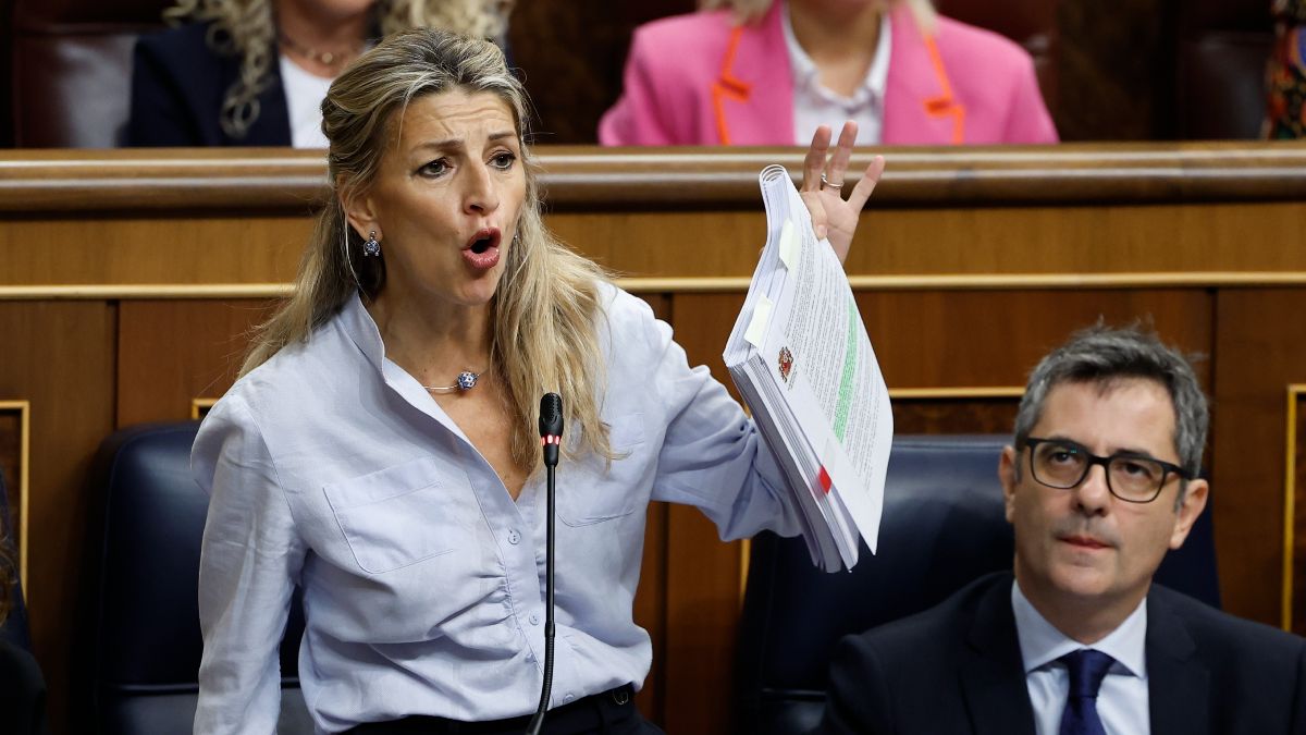 La ministra de Trabajo, Yolanda Díaz, en una sesión en el Senado