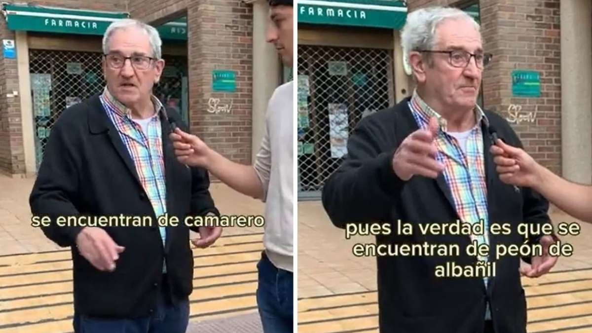 El jubilado en la entrevista callejera