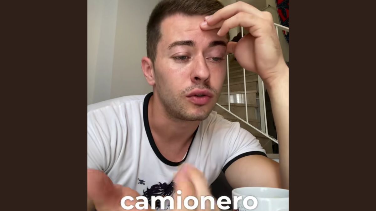 El camionero pensando durante el vídeo