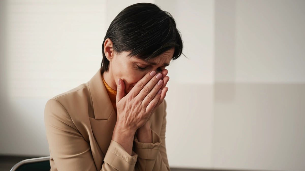 Una mujer triste llorando