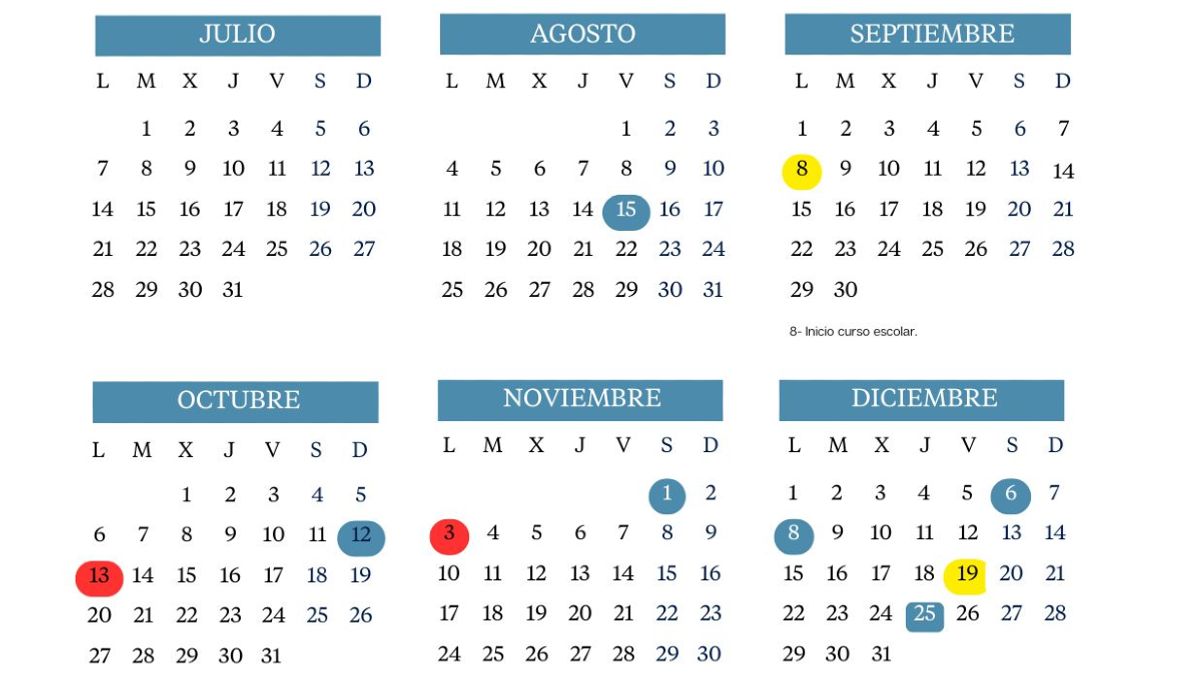 Imagen del calendario escolar de Aragón