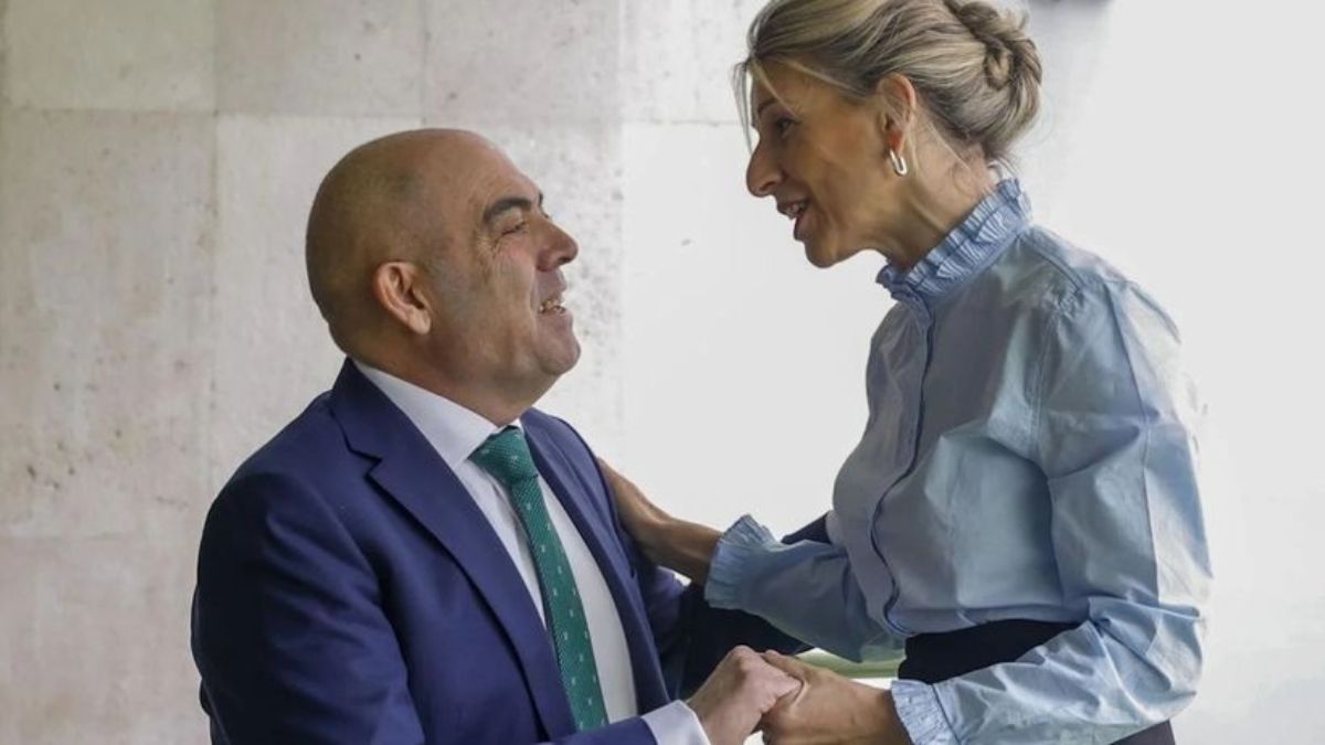 Lorenzo Amor y la ministra de Trabajo, Yolanda Díaz