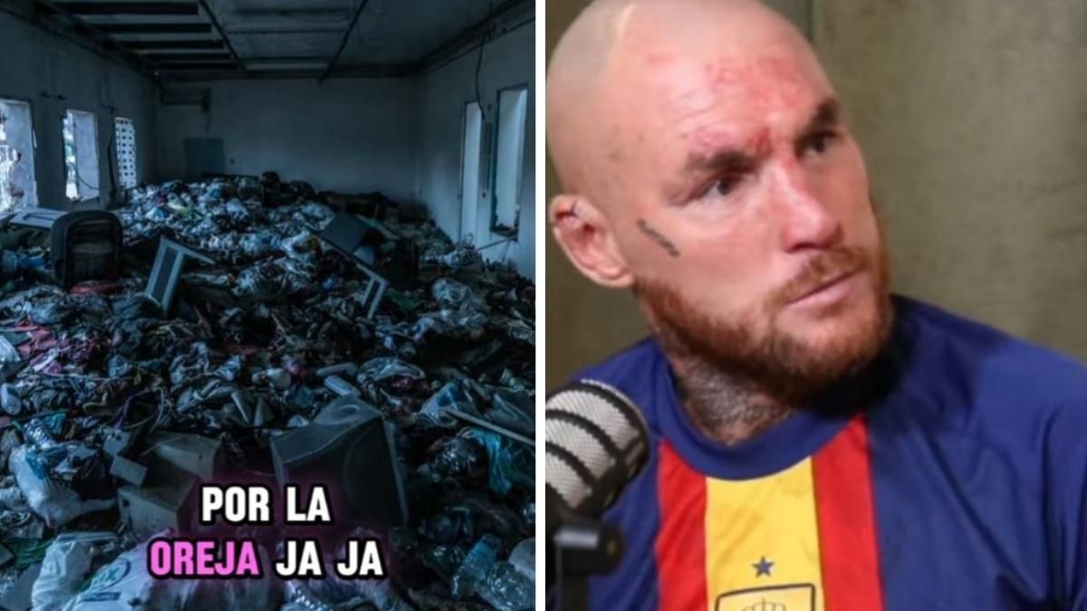 el chatarrero en la entrevista y un monton de chatarra