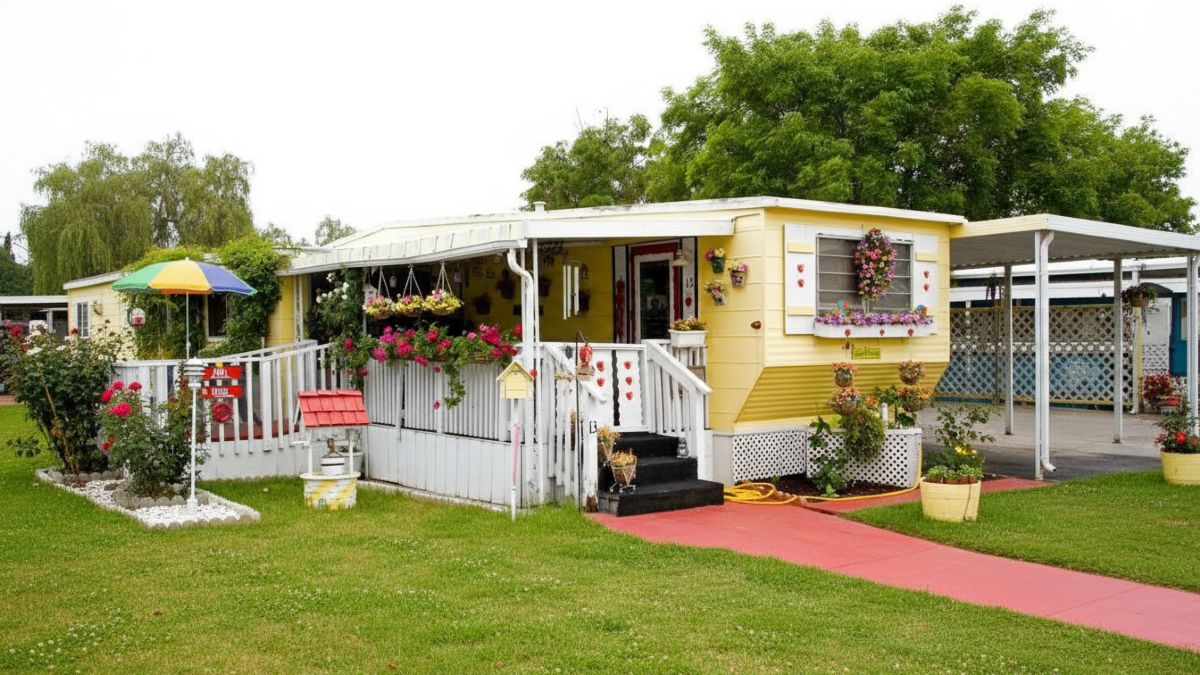 Una casa prefabricada en un terreno