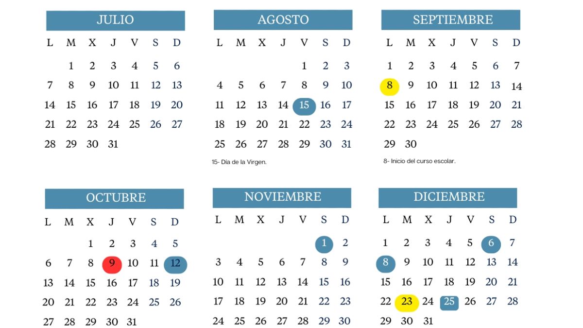 Calendario escolar en Valencia