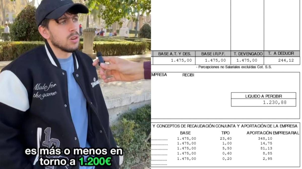 el monitor deportivo durante la entrevista y una nómina