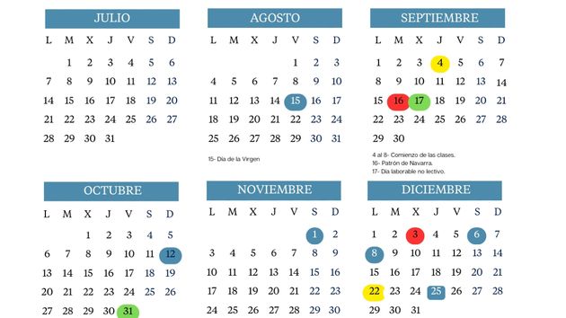 Calendario escolar 2025-2026 en Navarra: festivos y vacaciones de Navidad, Semana Santa y verano