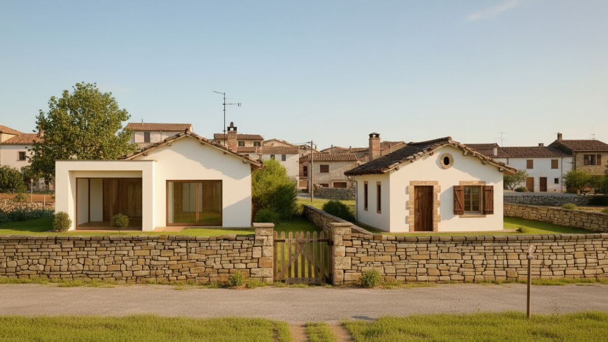 Dos viviendas separadas por un muro