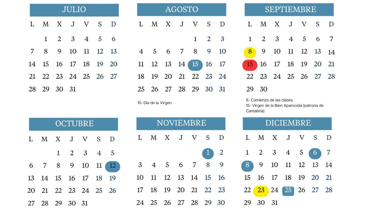 Calendario escolar cantabria