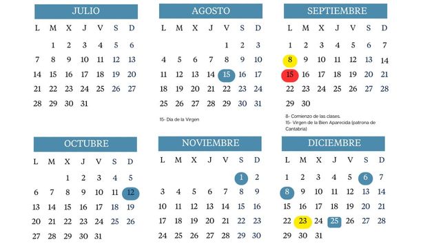 Calendario escolar en Cantabria 2025-2026: estos son los festivos y las vacaciones
