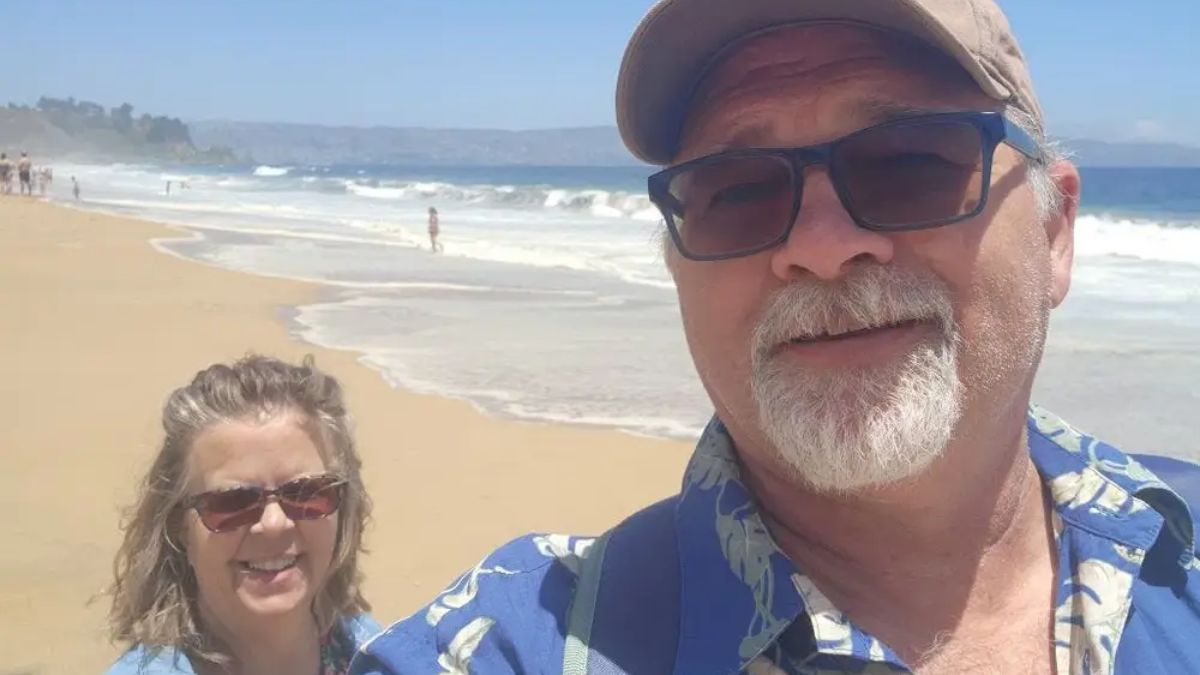 Un selfie de la pareja de jubilados