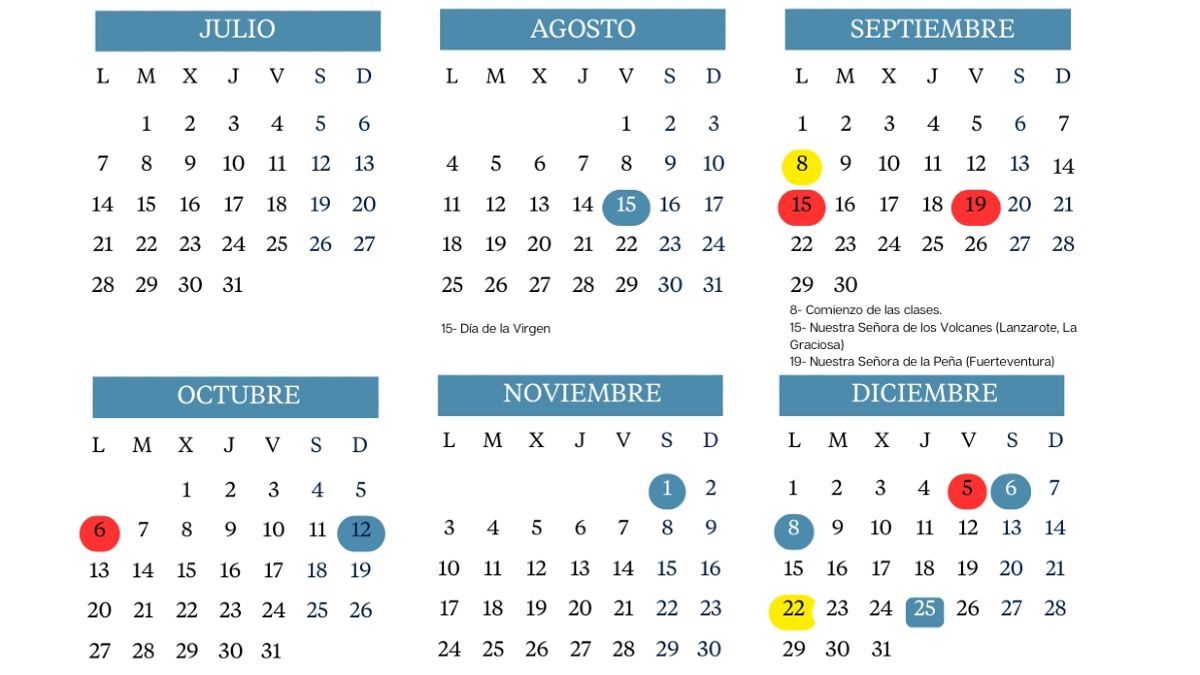 Calendario escolar Canarias