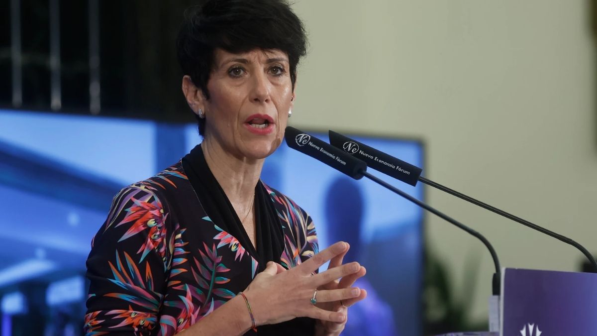 La ministra de Seguridad Social hablando