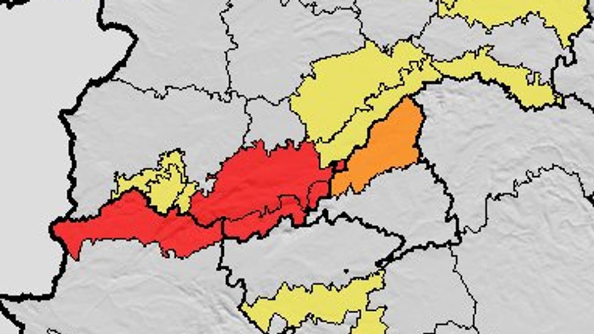 mapa con el aviso rojo