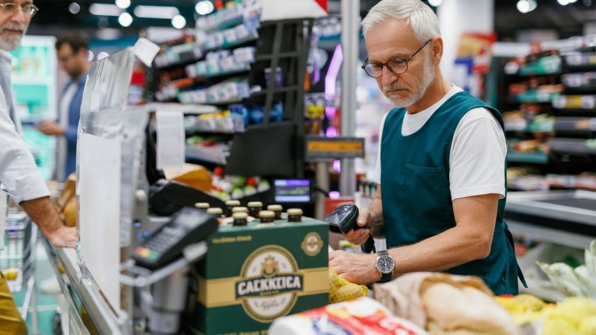 Un cajero de un supermercado