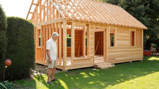 Un jubilado de 80 años construye una casa de madera en el jardín para evitar irse a una residencia de ancianos: “Nuestra antigua casa no era muy adecuada para personas mayores”