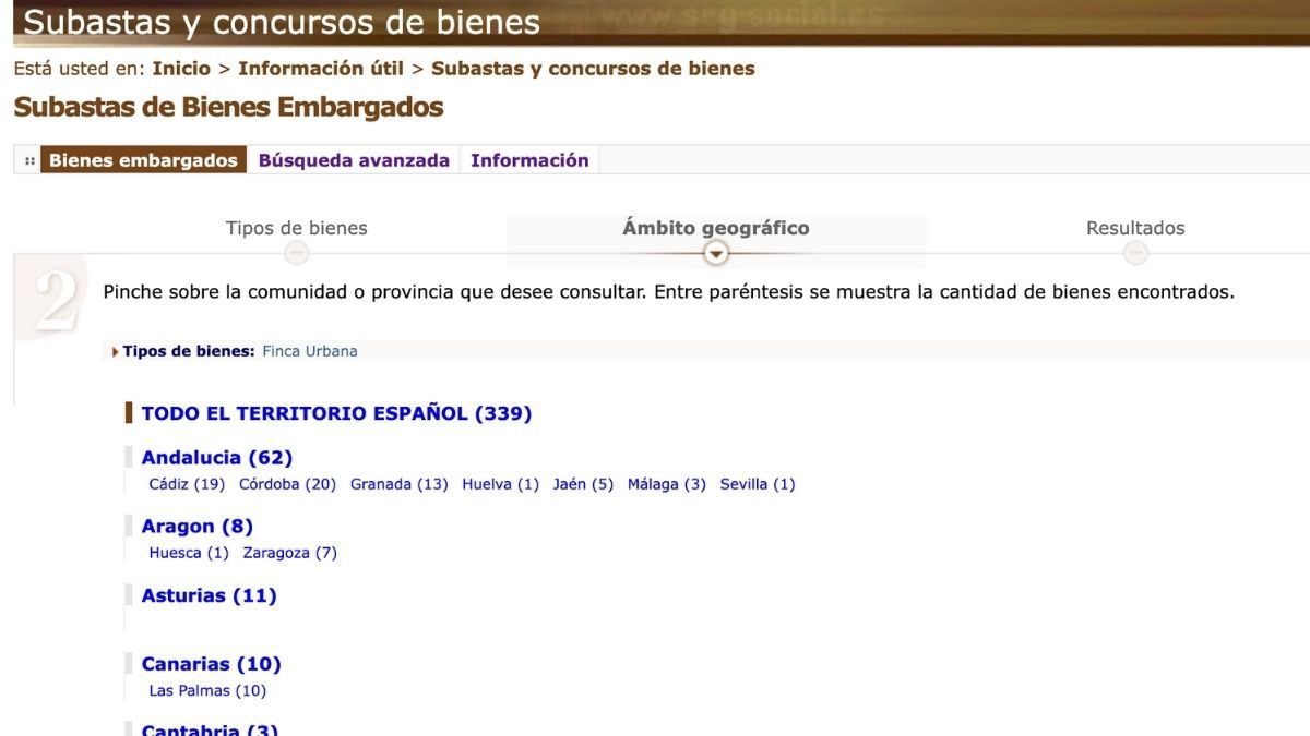 Portal de subastas de la Seguridad Social