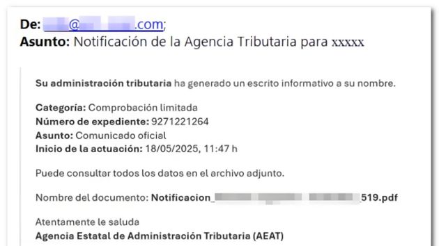 Aviso de Hacienda: cuidado si te llega esta notificación al correo electrónico, es falsa
