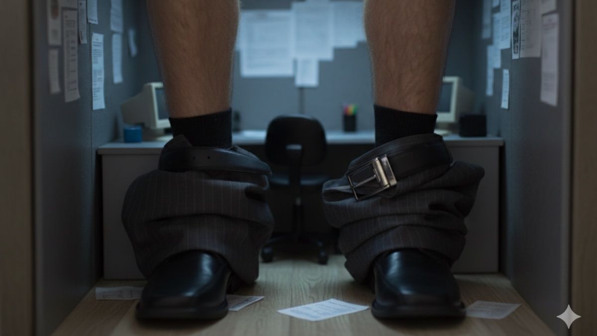 Primer plano de un hombre con los pantalones bajados