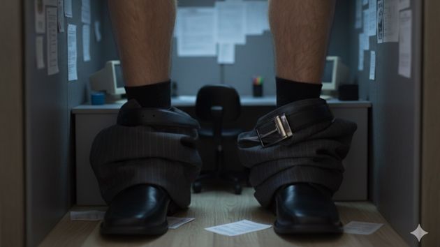 Primer plano de un hombre con los pantalones bajados