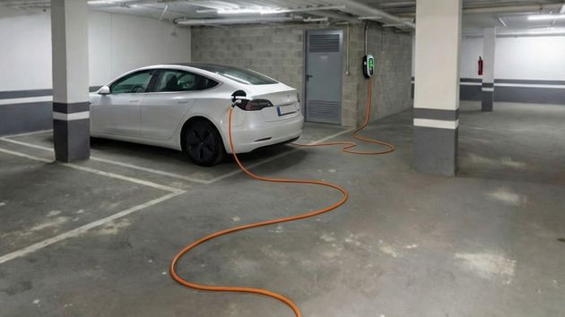Coche eléctrico recargándose