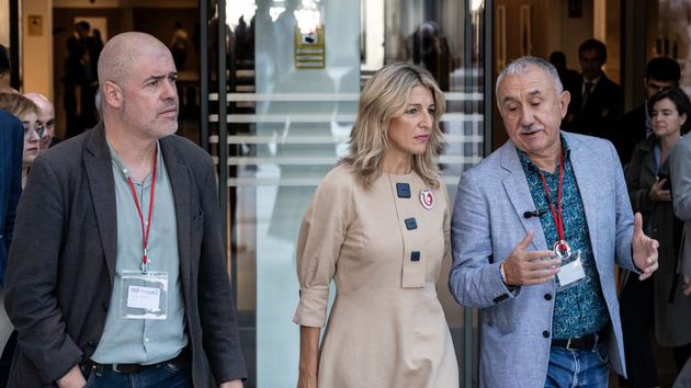 Unai Sordo, Yolanda Díaz y  Pepe Álvarez