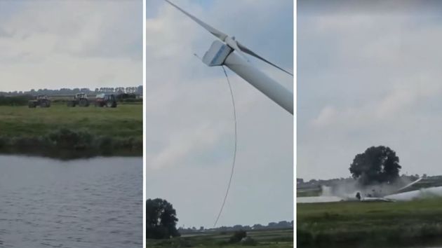 capturas del video en el que derriban el molino