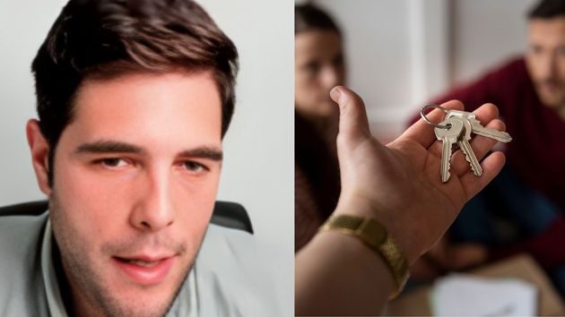 Fran y una pareja recibiendo unas llaves.