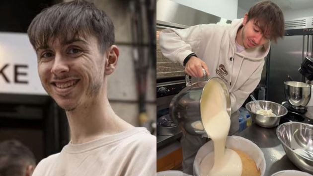 El joven empresario trabajando.