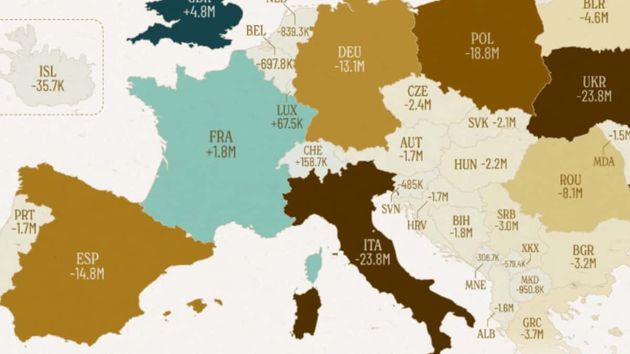 Mapa de población en Europa en 2100