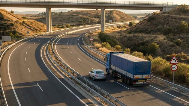 Coche adelantando a un camión