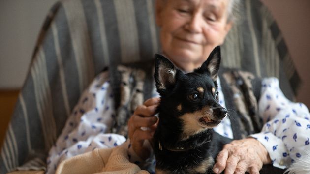 Una anciana con un perro