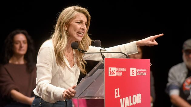 Yolanda Díaz, en un acto reciente en Aragón