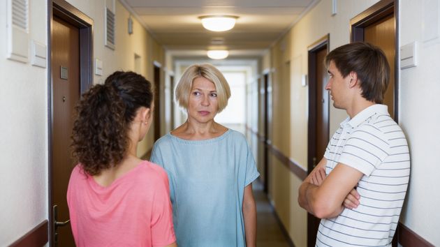Vecinos en los pasillos de un edificio