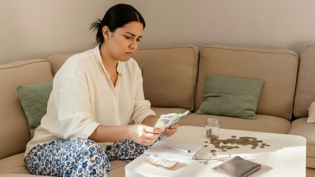 Una mujer contando dinero 