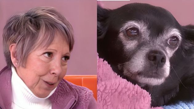 La mujer y su mascota durante el programa.