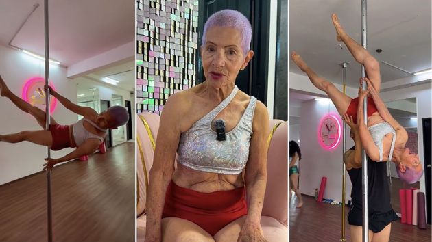María Luisa (87 años), practica pole dance